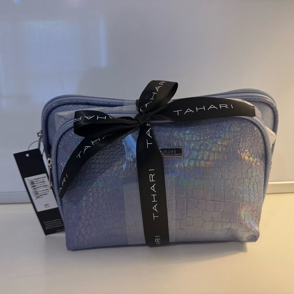 Tahari - NWT - Holographic Blue Cosmetic Bag Set